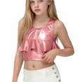 thumbnail image 1 of NAISIBABY Girls Crop Tank Tops, Ruffles Fashion Sleeveless Crewneck Kids Party Performance Tops Red 13T, 1 of 5