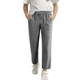 thumbnail image 1 of NAISIBABY Girls Cropped Pants, Straight Leg with Pockets Elastic Waist Kids Cotton Lined Casual Pants Gray 8T, 1 of 9