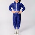 thumbnail image 1 of NAISIBABY Girls Dance Performance 2-Pieces Set, Sequined Sparkly Long Sleeve Jacket Long Pants Kids Fashion Outfits Blue 5-6T, 1 of 3
