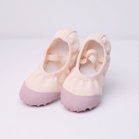 NAISIBABY Girls Dance Shoes, Non-slip Soft Fitness Canvas Gymnastics Ballet Shoes Beige