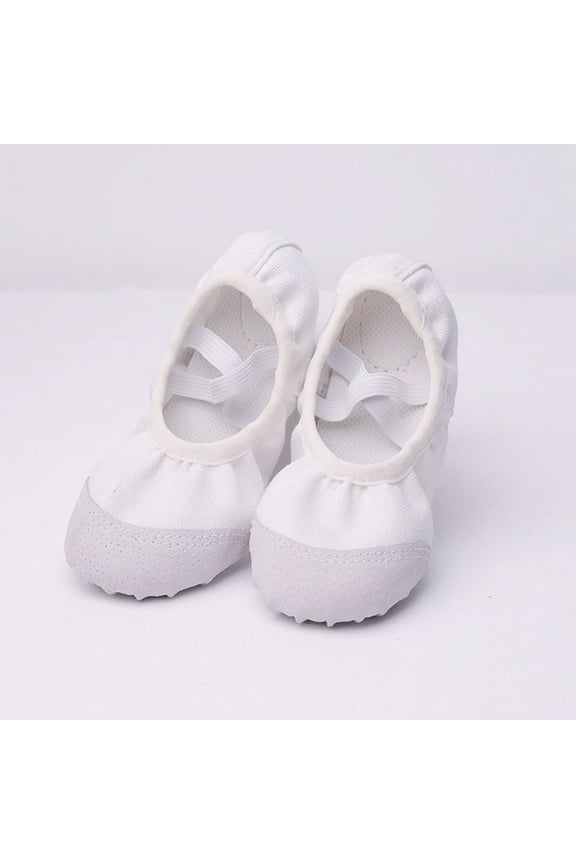 Girls Dance Shoes, Non-slip Soft Fitness Canvas Gymnastics Ballet Shoes White