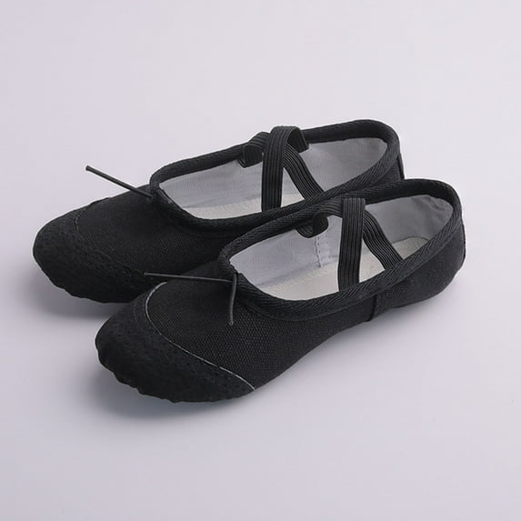NAISIBABY Girls Dance Shoes, Non-slip X Strap Soft Fitness Slippers Ballet Shoes Black