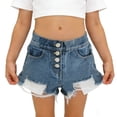 thumbnail image 1 of NAISIBABY Girls Denim Shorts, with Pockets High Rise Baggy Ripped Kids Summer Fashion Jean Shorts Blue Size 7-8, 1 of 7