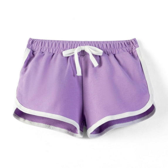 NAISIBABY Girls Dolphin Shorts, Elastic Waist Solid Color Comfy Soft Casual Cotton Active Shorts Purple 11-12T