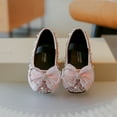 thumbnail image 1 of NAISIBABY Girls Dress Shoes, Bow Rhinestone Glitter Sequined Wedding Party Flat Shoes Pink, 1 of 3