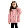 thumbnail image 1 of NAISIBABY Girls Faux Fur Coat (5-14T), Hooded Fluffy Thermal Lined Double-Breasted Winter Fashion Warm Coat Pink 9T, 1 of 7