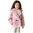 thumbnail image 1 of NAISIBABY Girls Faux Fur Coat 7T, Double-Breasted Thermal Lined Classic Lapel Winter Fashion Warm Coat Pink (5-14T), 1 of 7