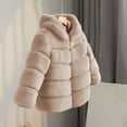 thumbnail image 1 of NAISIBABY Girls Faux Fur Coat, Thicken Warm Hooded Long Sleeve Winter Fashion Fuzzy Jacket Outwear Beige 3T, 1 of 4