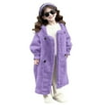 thumbnail image 1 of NAISIBABY Girls Faux Fur Overcoat, Hooded Thermal Lined Double-Breasted Winter Fashion Long Length Coat Purple 13T, 1 of 7