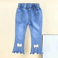 thumbnail image 1 of NAISIBABY Girls Flare Jeans (4-12T), Elastic Waist with Pockets Stretch Comfortable Casual Fashion Denim Pants Light Blue Size 7T, 1 of 9