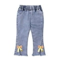 thumbnail image 1 of NAISIBABY Girls Flare Jeans, Cute Bow High Waist Stretch Fashion Denim Pants with Pockets Light Blue Size 5T, 1 of 6