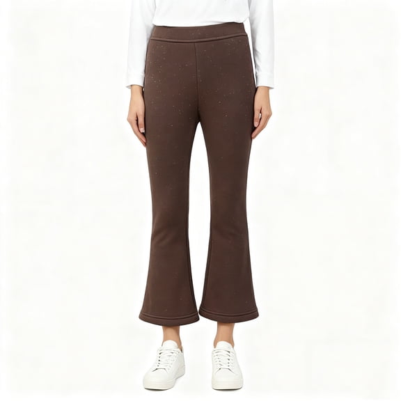 NAISIBABY Girls Flare Pants, Banded Waist Glitter Thicken Warm Fleece Lined Winter Stretch Leggings Pants Coffee 1T