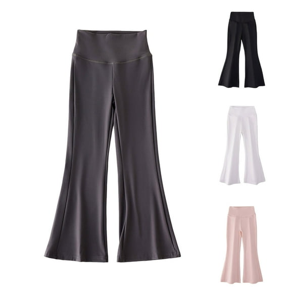 NAISIBABY Girls Flare Pants Size 6, Stretchy Banded Waist Slim Fit Casual Yogo Sports Leggings Bottoms Dark Gray