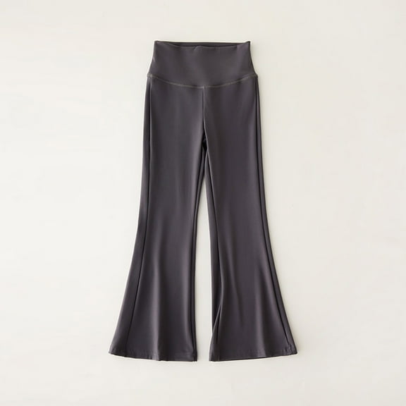 NAISIBABY Girls Flare Pants, Slim Fit Banded Waist Stretchy Casual Yogo Sports Leggings Bottoms Dark Gray 8T