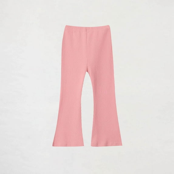NAISIBABY Girls Flare Pants, Stretch Knitted Slim Fit Elastic Waist Casual Leggings Trousers Pink 1T
