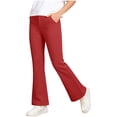 thumbnail image 1 of NAISIBABY Girls Flare Pants, Stretchy Elastic Waist with Pockets Kids Casual Dance Yoga Leggings Red 14T, 1 of 7