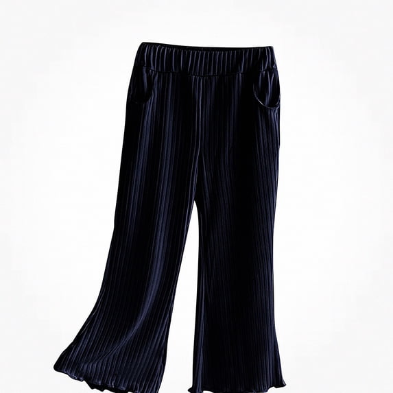 NAISIBABY Girls Flared Pants (Ages 1–10) — Lightweight Stylish Wide-Leg Casual Icy-Silk Trousers Black Size 9
