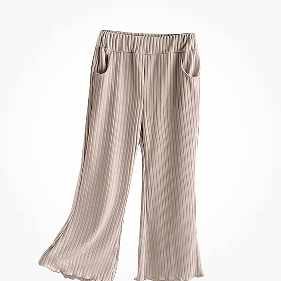 NAISIBABY Girls Flared Pants (Ages 1–10) — Lightweight Stylish Wide-Leg Casual Icy-Silk Trousers Gray 12M