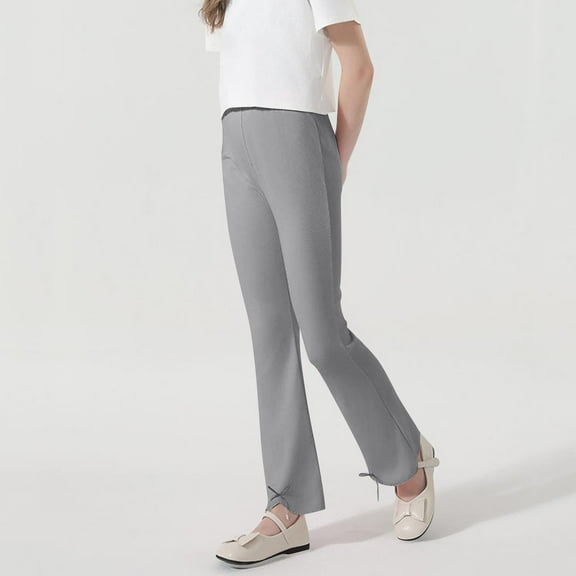 NAISIBABY Girls Flared Pants, Cotton Causal Stretchy High Waisted Yoga Leggings Pants Gray 5 T