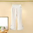 thumbnail image 1 of NAISIBABY Girls Flared Pants, Fashion Solid Pearl Decoration Kids Fall And Winter Pants White 6T, 1 of 5