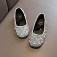 thumbnail image 1 of NAISIBABY Girls Flat Shoes, Non-slip Rhinestone Glitter Soft Soles Wedding Party Dress Shoes Silver, 1 of 4