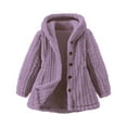 thumbnail image 1 of NAISIBABY Girls Fleece Jacket, Button-Up Long Sleeve Mid Length Thick Warm Coat Winter Fuzzy Outerwear Purple 5T, 1 of 5