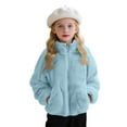 thumbnail image 1 of NAISIBABY Girls Fleece Jacket with Pockets, Full Zipper Long Sleeve Warm Stand Collar Winter Fuzzy Outerwear Blue 6T, 1 of 9