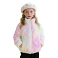 thumbnail image 1 of NAISIBABY Girls Fleece Jacket, with Pockets Full Zipper Warm Stand Collar Winter Fuzzy Tie-Dye Outerwear Multicolor 10T, 1 of 8