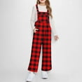 thumbnail image 1 of NAISIBABY Girls Fleece Jumpsuits, Soft Loose Adjustable Buttons Strap Bib Pockets Fall Winter Warm Casual Overalls Red 14T, 1 of 8