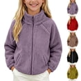 thumbnail image 1 of NAISIBABY Girls Fleece-Lined Jacket — Warm Soft Sherpa Long-Sleeve Stand-Collar Casual Outerwear Black Size 6, 1 of 6