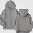 thumbnail image 1 of NAISIBABY Girls' Fleece-Lined Sweatshirt – Solid Color Long Sleeve Hooded Zip-Up Casual Jacket Gray Size 11, 1 of 7