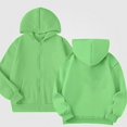 thumbnail image 1 of NAISIBABY Girls' Fleece-Lined Sweatshirt – Solid Color Long Sleeve Hooded Zip-Up Casual Jacket Mint Green Size 7, 1 of 7