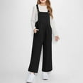 thumbnail image 1 of NAISIBABY Girls Fleece Overalls, Adjustable Buttons Strap Soft Loose with Bib Pockets Fall Winter Warm Jumpsuits Black 14T, 1 of 8