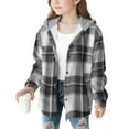 thumbnail image 1 of NAISIBABY Girls Fleece Shirt Jacket, Long Sleeve Button Down Fashion Plaid Fall Winter Casual Hooded Outwear Gray 4T, 1 of 2