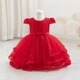 thumbnail image 1 of NAISIBABY Girls Floral Dress, Back Zipper Mesh Embroidered Short Sleeve Tulle Gown Party Pageant Dress Red 18Months, 1 of 6