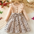 thumbnail image 1 of NAISIBABY Girls Floral Dress, Spring Fall Knit Cotton Ruffles Long Sleeve Casual Party Flowy Dress Beige 2T, 1 of 9