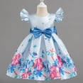 thumbnail image 1 of NAISIBABY Girls Flower Dress, Back Zipper Ruffles Sleeve Cute Bowknot Party Birthday Pageant Princess Dress Blue 8T, 1 of 5