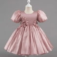 thumbnail image 1 of NAISIBABY Girls Flower Dress, Puff Sleeve Satin Mesh Splicing Back Zipper Party Birthday Pageant Princess Dress Hot Pink 3T, 1 of 4