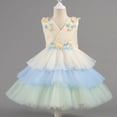 thumbnail image 1 of NAISIBABY Girls Flower Dress, Splicing Mesh Sleeveless V Neck Birthday Wedding Party Pageant Princess Dress Beige 4T, 1 of 6