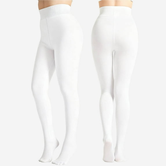 NAISIBABY Girls Footed Tights, Fleece Lined Stretchy High Waisted Winter Warm Legging Pantyhose White 6T