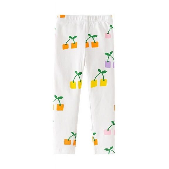 NAISIBABY Girls Full Length Leggings, Prints Soft Comfy Stretch Casual Tight Pants White 5-6T