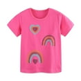 thumbnail image 1 of NAISIBABY Girls Graphic T-Shirt, Short Sleeve Round Neck Cotton Casual Pullover Tee Hot Pink 6-7T, 1 of 6
