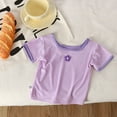thumbnail image 1 of NAISIBABY Girls Graphic Tee, Floral Short Sleeve Crewneck Summer Cute T-Shirt Purple 12-18Months, 1 of 4