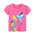 thumbnail image 1 of NAISIBABY Girls Graphic Tee Size 7, Short Sleeve Crew Neck Cotton Summer Casual T-Shirt Hot Pink, 1 of 5