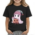 thumbnail image 1 of NAISIBABY Girls Halloween T-Shirt, Round Neck Funny Ghost Prints Short Sleeve Pullover Festival Tees Black M, 1 of 4