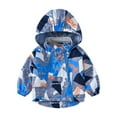 thumbnail image 1 of NAISIBABY Girls Hooded Jacket, Double Zipper Windbreaker Print Outerwear Coat Blue 2-3T, 1 of 9