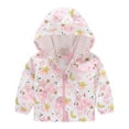 thumbnail image 1 of NAISIBABY Girls Jacket, Lightweight Fashion Pattern Raincoat Kids Hooded Windbreaker Pink 3-4T, 1 of 9