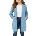 thumbnail image 1 of NAISIBABY Girls Jackets with Hooded Size 12, Zipper Mid-Length with Pockets Fall Winter Sweatshirt Outwear Blue, 1 of 6