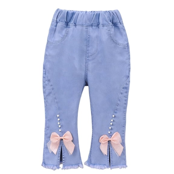 NAISIBABY Girls Jeans, Fashion Casual High Waist Flare Leg Kids Denim Pants Light Blue Size 1T