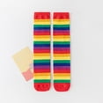 thumbnail image 1 of NAISIBABY Girls Knee High Socks, Cotton Breathable Stretchy Cute Rainbow Knitted Kids Performance Stockings Red Free Size, 1 of 5